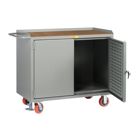 Little Giant Mobile Bench Cabinets, 36"W, Louvered Panel Doors, 1/4" Hardboard MH-2436-LPD-FL